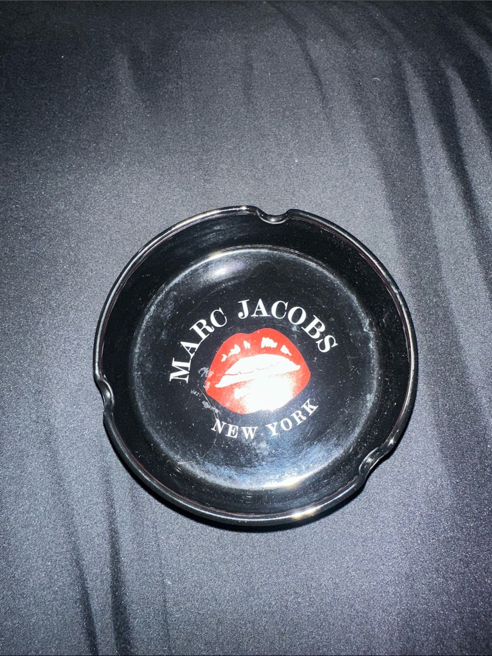 Marc Jacobs Black Ashtray with Red Lip Logo